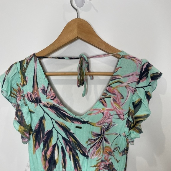 O’Neill Floral Turquoise V-Neck Dress with Pockets - Picture 2 of 8